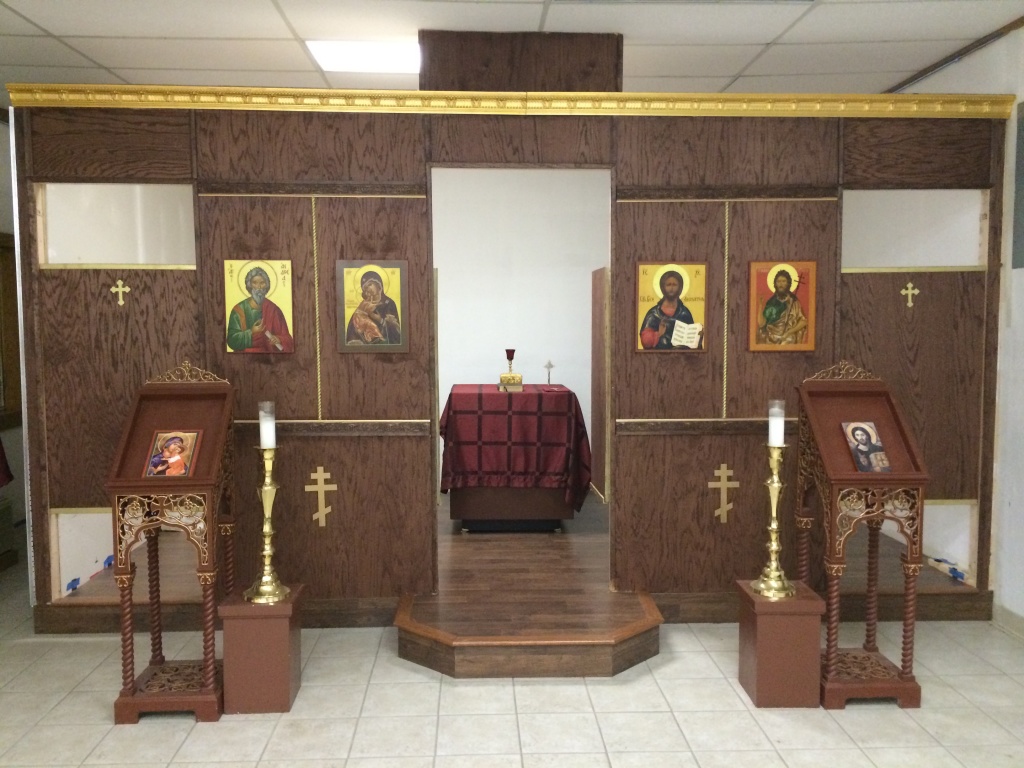 The icons for the iconostas were delivered and installed this week.